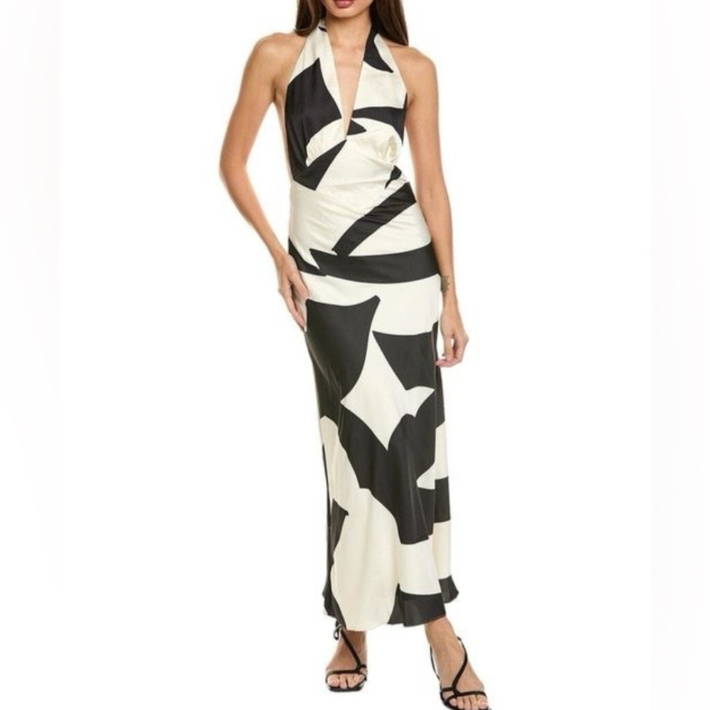 Bardot Citron Black and Cream Halter Dress (Anthropologie)